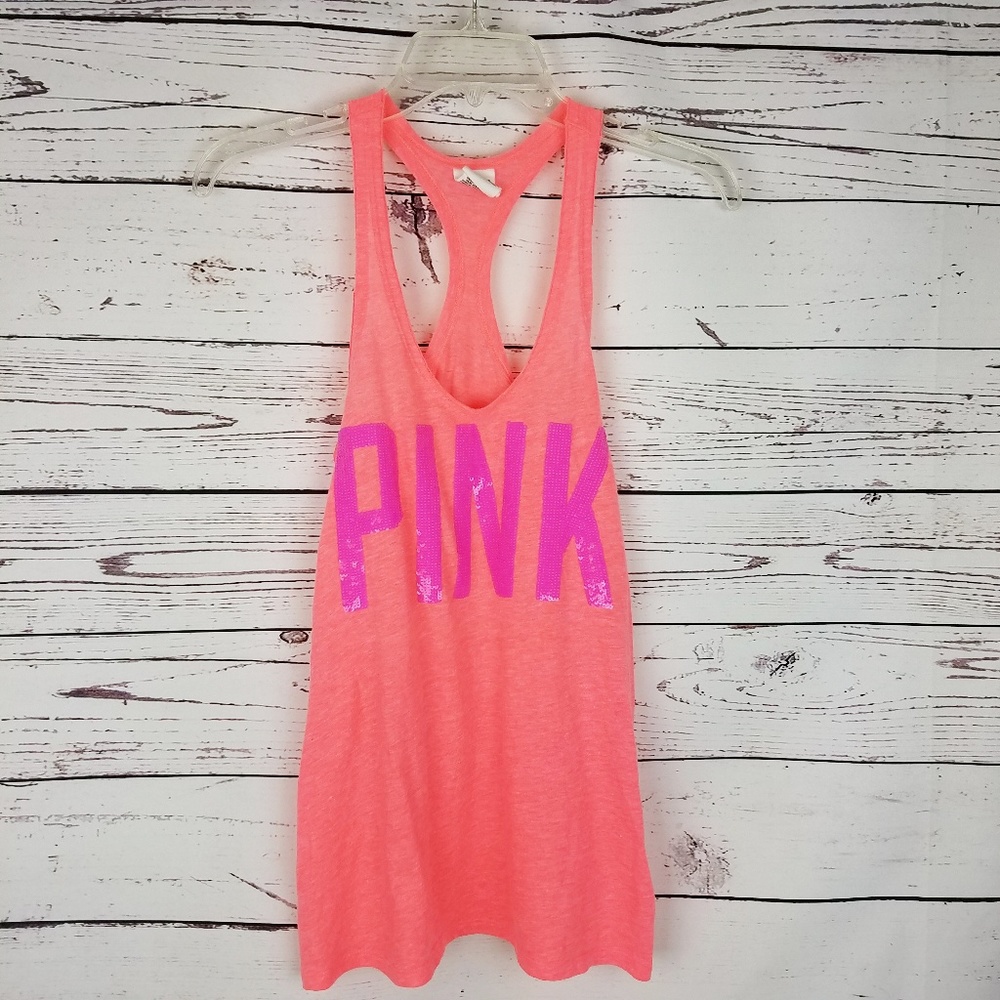 PINK Coral Racerback Tank Top